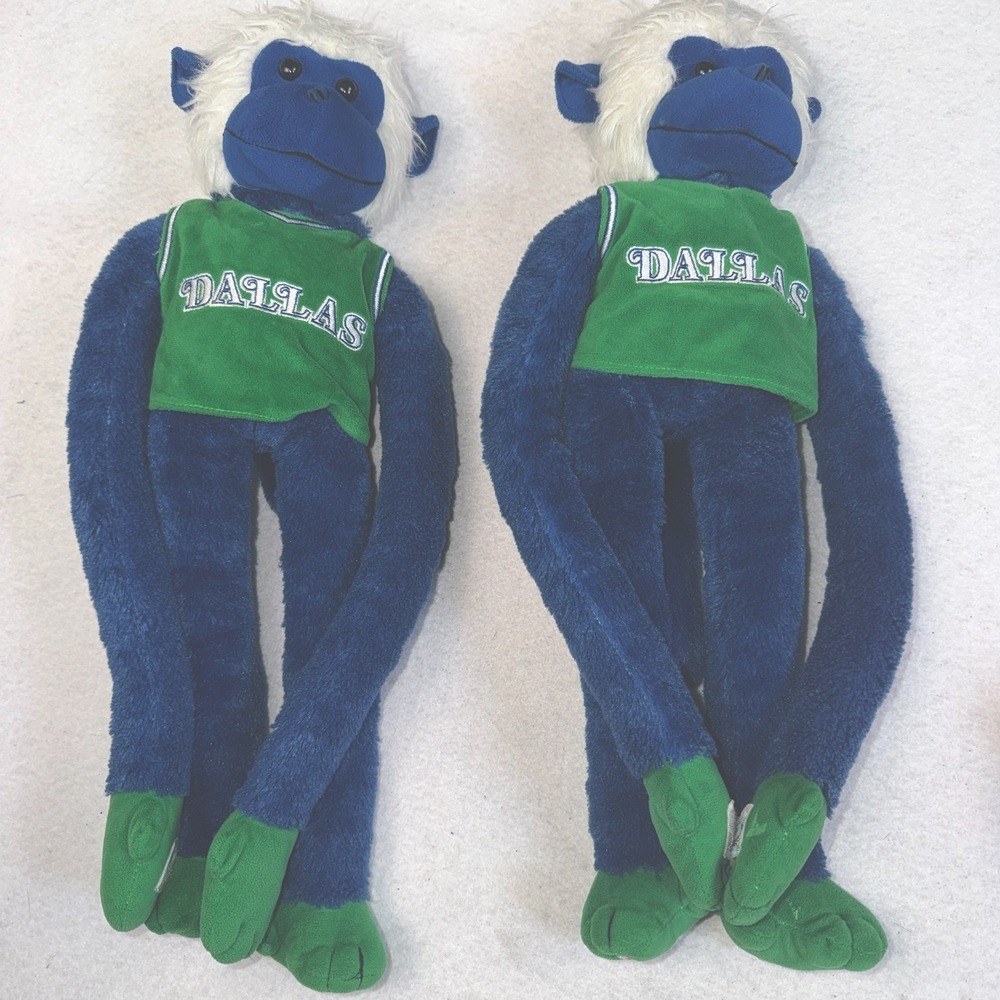Lot of 2 Dallas Mavericks Plush Rally Monkey Forever Collectibles Green Retro